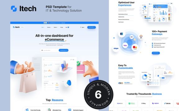 IT和技术解决方案PSD网站模板 (PSD)