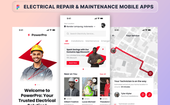 电气维修和维护移动应用APP UI KIT (FIG,PNG)
