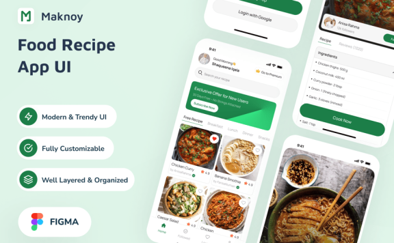 食品食谱应用APP UI KIT (FIG)