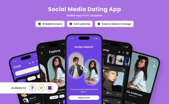 直观的社交约会应用APP UI KIT (FIG,SKETCH,XD)