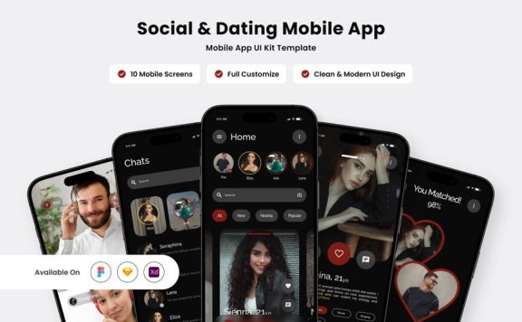 现代社会约会应用APP UI KIT (FIG,SKETCH,XD)