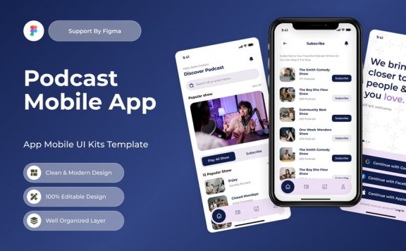 播客移动应用APP UI KIT (FIG)