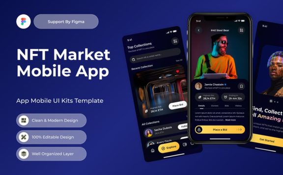 NFT市场移动应用APP UI KIT (FIG)