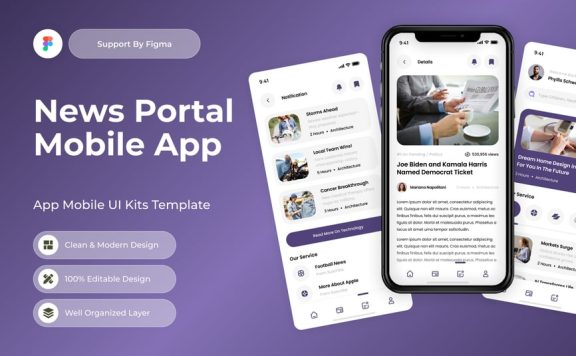 新闻门户移动应用APP UI KIT (FIG)