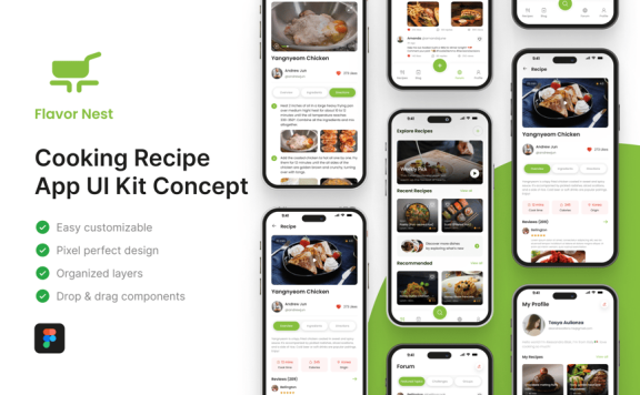 烹饪食谱应用APP UI KIT (FIG)