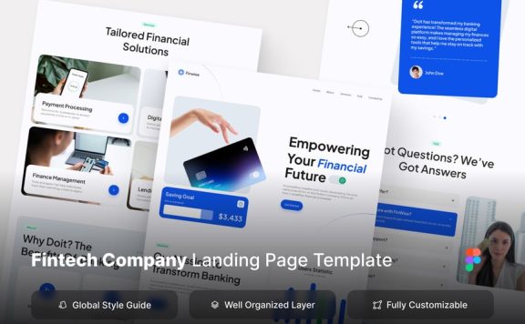 金融科技电子毛线清洁现代着陆页网页设计 (FIG)