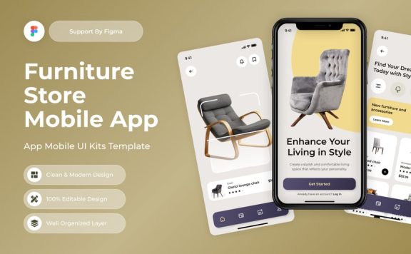 家具商店移动应用APP UI KIT (FIG)