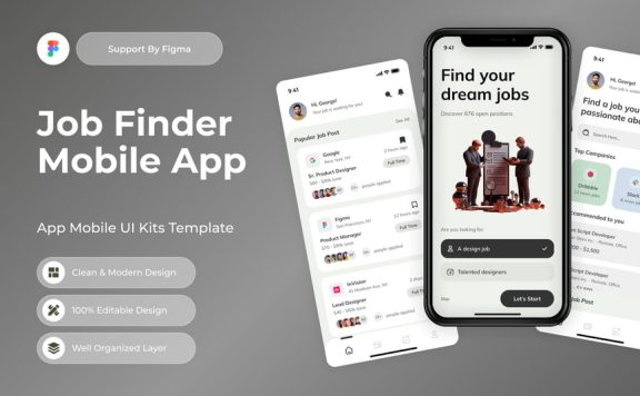 找工作移动应用APP UI KIT (FIG)