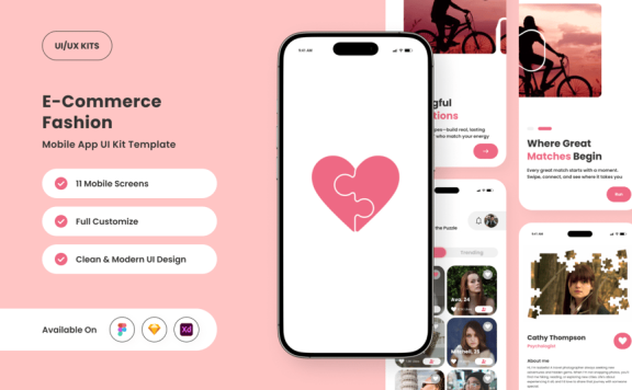 极简和时尚约会应用APP UI KIT (FIG,SKETCH,XD)