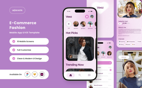 嬉戏而引人入胜的社交约会应用APP UI KIT (FIG,SKETCH,XD)