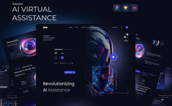 AI虚拟援助着陆页 (FIG,SKETCH,XD)