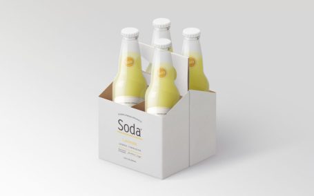 9种颜色苏打水饮料可乐瓶子玻璃瓶包装盒子样机