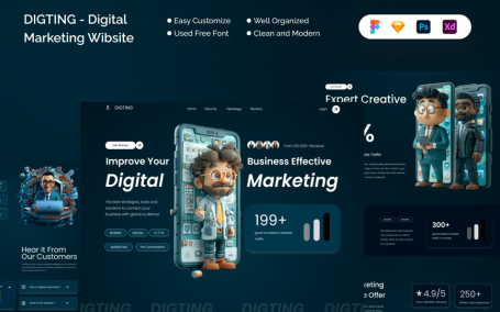挖掘 – 数字营销网站 (FIG,PSD,SKETCH,XD)