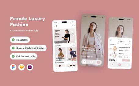 奢侈品时尚电子商务移动应用APP UI KIT (FIG,SKETCH,XD)