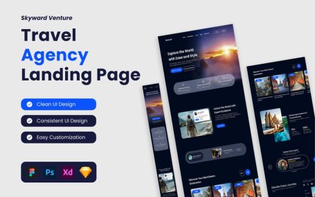 旅行社着陆页 (FIG,PSD,SKETCH,XD)