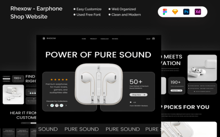 Rhexow – 耳机店网站 (FIG,PSD,SKETCH,XD)