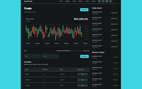 加密货币交易仪表板区块链黑色软件 (XD,SVG,SKETCH,PSD,FIG)