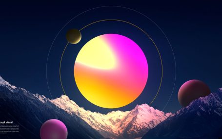 渐变圆形雪山背景抽象概念视觉海报设计模板 (psd)