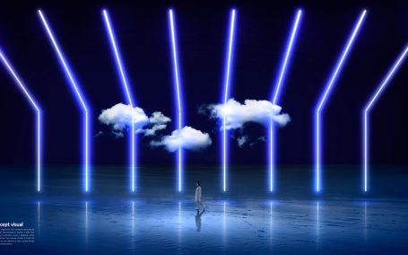 激光线条抽象空间概念视觉海报设计模板 (psd)