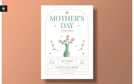 高品质的时尚高端清新简约多用途的母亲节宣传单海报设计模板-AI, EPS, PSD
