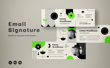 高品质的时尚高端电子签名邮件banner海报设计模板-AI, PSD, XD