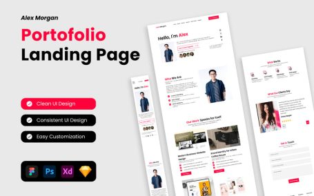 作品集着陆页面网页模板 (FIG,PSD,SKETCH,XD)