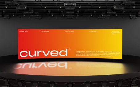 弯曲的屏幕模型样机 (PSD,PDF)