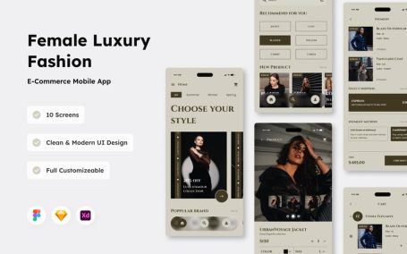时尚电子商务移动应用APP UI KIT (FIG,SKETCH,XD)