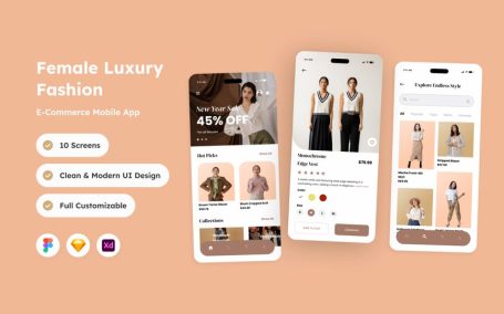 奢华时尚电子商务移动应用APP UI KIT (FIG,SKETCH,XD)