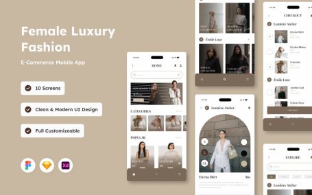 奢华时尚电子商务移动应用APP UI KIT (FIG,SKETCH,XD)