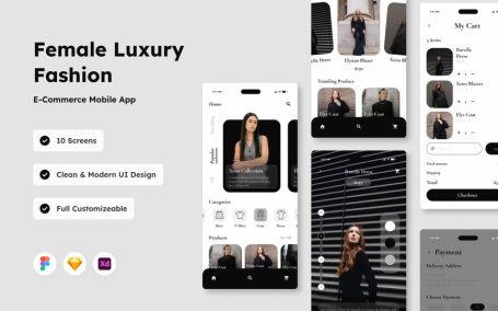 时尚电子商务移动应用APP UI KIT (FIG,SKETCH,XD)