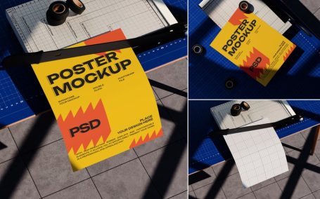 纸海报模型样机 (PSD)