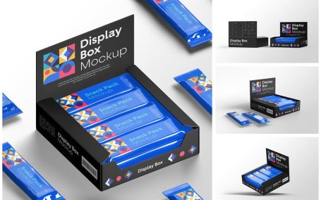 带有显示框的小吃吧包样机（独立包装） (PSD)