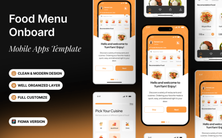 点餐App用户引导界面模板 APP UI KIT (FIG)