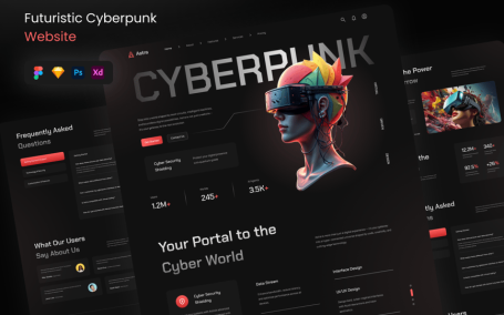 未来派的赛博朋克网站网页UI模板 (FIG,PSD,SKETCH,XD)
