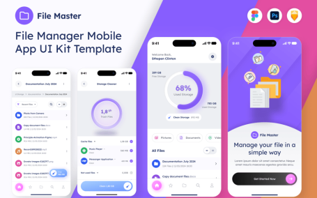 文件管理器移动应用 APP UI Kit (FIG,PSD,SKETCH)