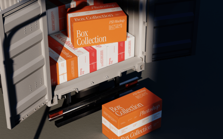 快递盒模型样机 (PSD)