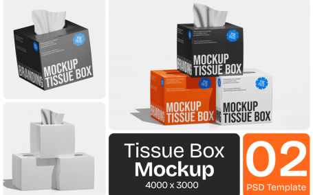 纸巾盒模型样机 (PSD)