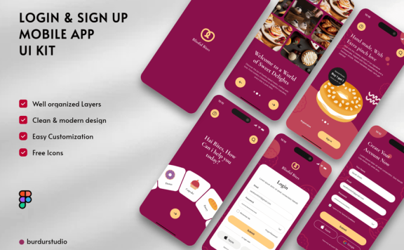 登录和注册移动应用APP UI KIT (FIG)