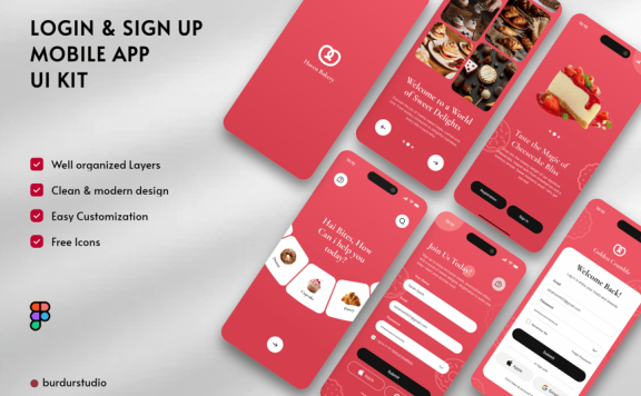 登录和注册移动应用APP UI KIT (FIG)
