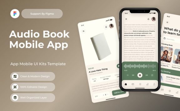 音频书籍移动应用 APP UI KIT (FIG)