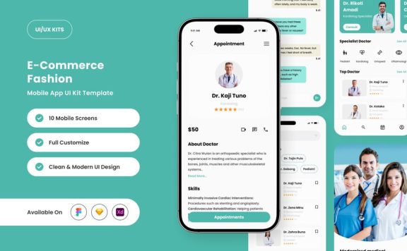 健康 – 健康与医疗移动应用 APP UI KIT (FIG,SKETCH,XD)