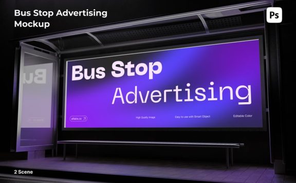 公交车广告模型样机 (PSD)