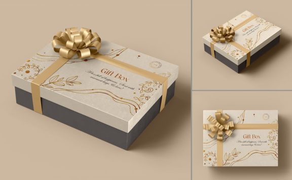 礼品盒品牌模型套装样机 (PSD)