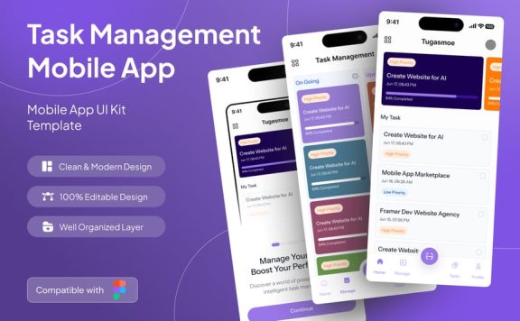任务管理移动应用 APP UI KIT (FIG)