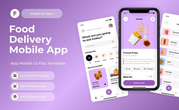 食品交付物流快递移动应用 APP UI KIT (FIG)
