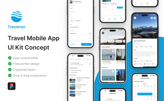 旅行移动应用APP UI KIT (FIG)