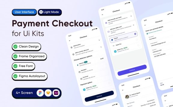 付款结帐APP UI KIT (FIG,SKETCH,XD)