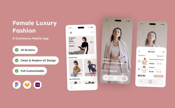 奢侈品时尚电子商务移动应用APP UI KIT (FIG,SKETCH,XD)