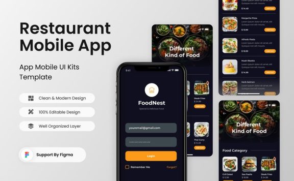 餐厅移动应用APP UI KIT (FIG)